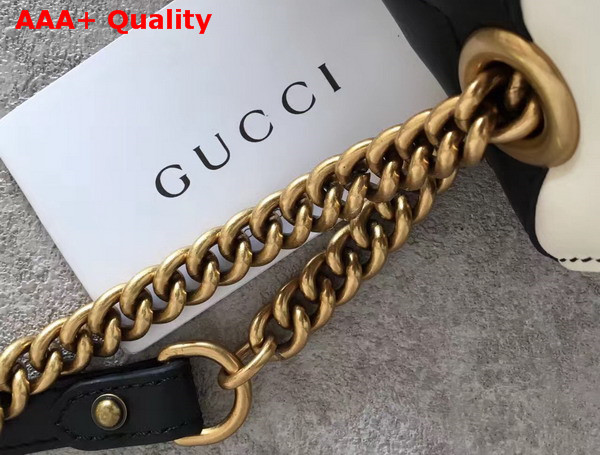 Gucci GG Marmont Matelasse Shoulder Bag in Black and White Leather Replica