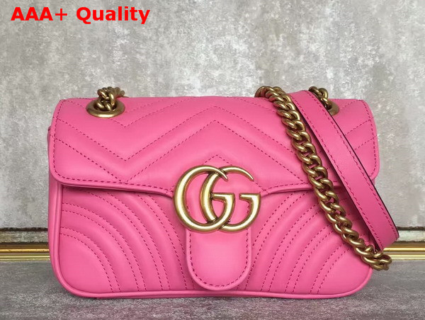 Gucci GG Marmont Matelasse Shoulder Bag in Pink Calfskin Replica