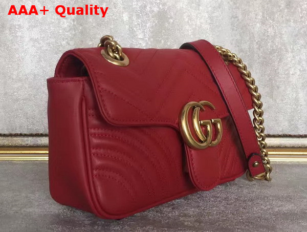 Gucci GG Marmont Matelasse Shoulder Bag in Red Calf Leather Replica