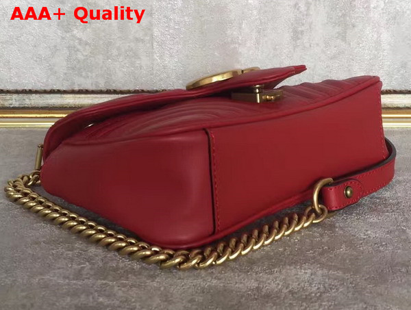 Gucci GG Marmont Matelasse Shoulder Bag in Red Calf Leather Replica