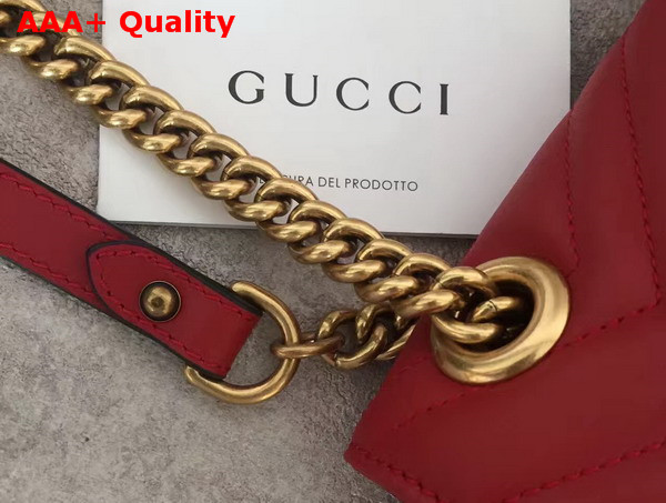 Gucci GG Marmont Matelasse Shoulder Bag in Red Calf Leather Replica