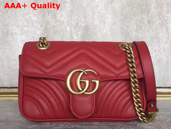 Gucci GG Marmont Matelasse Shoulder Bag in Red Calf Leather Replica