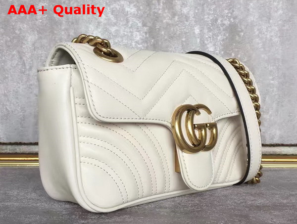 Gucci GG Marmont Matelasse Shoulder Bag in White Calfskin Replica