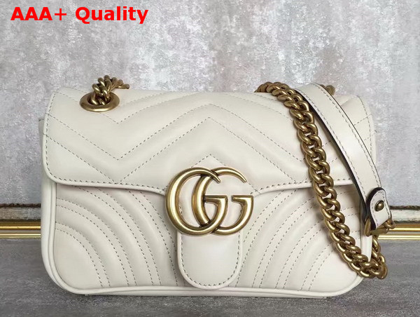 Gucci GG Marmont Matelasse Shoulder Bag in White Calfskin Replica