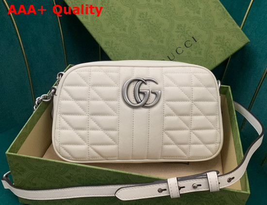 Gucci GG Marmont Matelasse Shoulder Bag in White Leather 447632 Replica