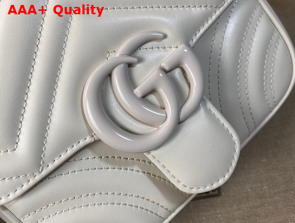 Gucci GG Marmont Matelasse Shoulder Bag in White Leather 739681 Replica