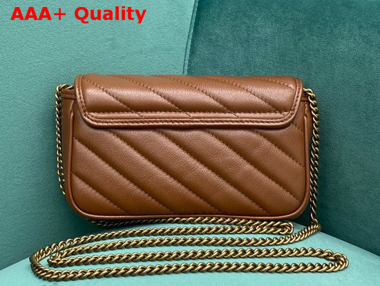 Gucci GG Marmont Matelasse Super Mini Bag Brown Diagonal Matelasse Leather 476433 Replica