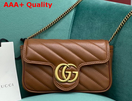 Gucci GG Marmont Matelasse Super Mini Bag Brown Diagonal Matelasse Leather 476433 Replica