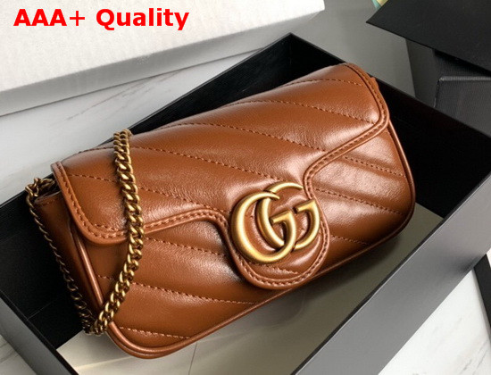 Gucci GG Marmont Matelasse Super Mini Bag in Brown Diagonal Matelasse Leather 476433 Replica