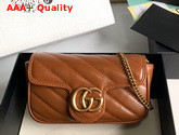 Gucci GG Marmont Matelasse Super Mini Bag in Brown Diagonal Matelasse Leather 476433 Replica