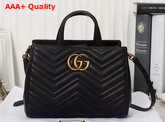 Gucci GG Marmont Matelasse Top Handle Bag Black Chevron Leather Replica