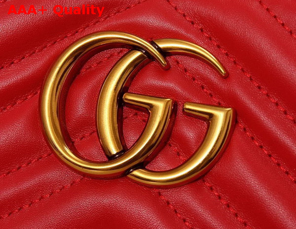 Gucci GG Marmont Matelasse Top Handle Bag Hibiscus Red Chevron Leather Replica