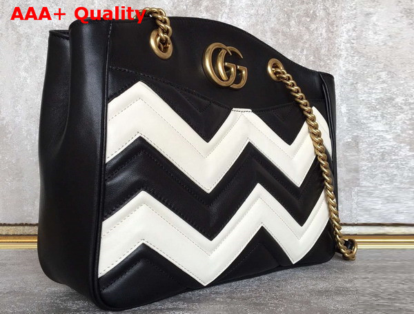 Gucci GG Marmont Matelasse Tote in Black and White Leather Replica