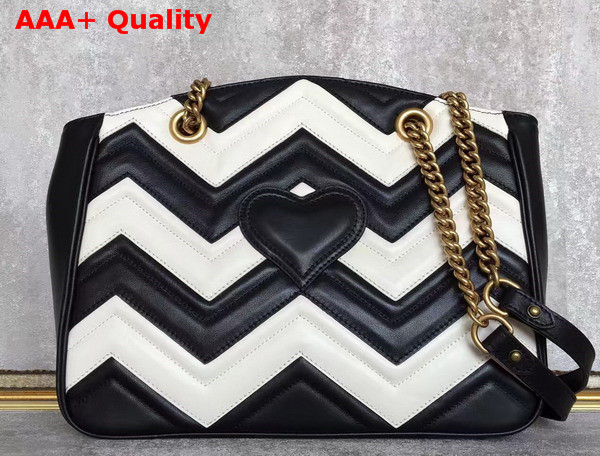 Gucci GG Marmont Matelasse Tote in Black and White Leather Replica