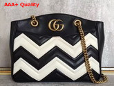 Gucci GG Marmont Matelasse Tote in Black and White Leather Replica