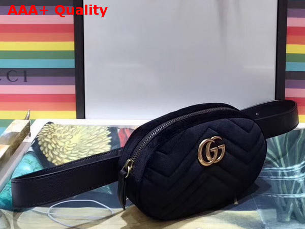 Gucci GG Marmont Matelasse Velvet Belt Bag in Black Velvet Replica