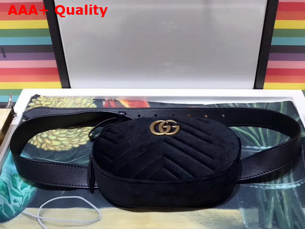 Gucci GG Marmont Matelasse Velvet Belt Bag in Black Velvet Replica