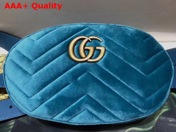 Gucci GG Marmont Matelasse Velvet Belt Bag in Blue Velvet Replica