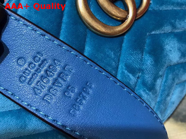 Gucci GG Marmont Matelasse Velvet Belt Bag in Blue Velvet Replica