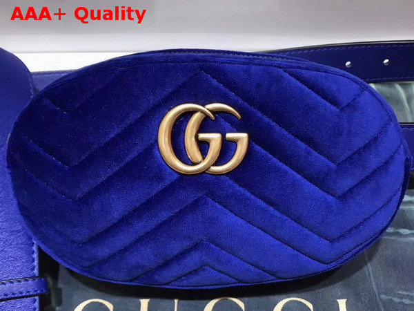 Gucci GG Marmont Matelasse Velvet Belt Bag in Dark Blue Velvet Replica