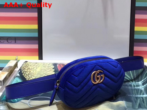 Gucci GG Marmont Matelasse Velvet Belt Bag in Dark Blue Velvet Replica