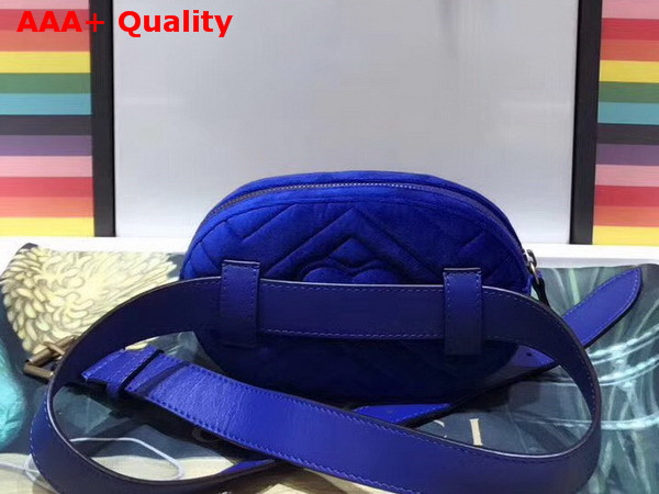 Gucci GG Marmont Matelasse Velvet Belt Bag in Dark Blue Velvet Replica