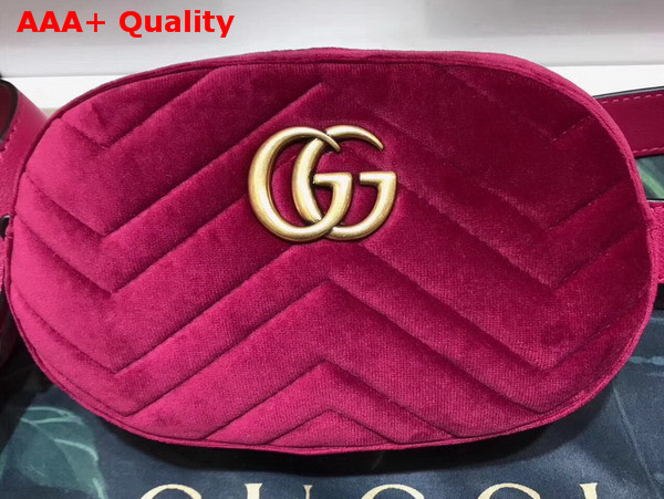 Gucci GG Marmont Matelasse Velvet Belt Bag in Fuchsia Velvet Replica