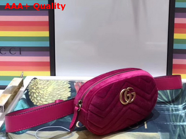 Gucci GG Marmont Matelasse Velvet Belt Bag in Fuchsia Velvet Replica