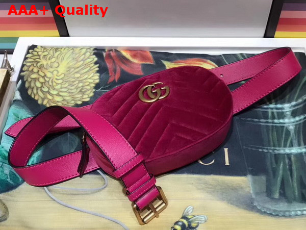 Gucci GG Marmont Matelasse Velvet Belt Bag in Fuchsia Velvet Replica