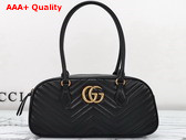 Gucci GG Marmont Medium Top Handle Bag in Black Matelasse Chevron Leather 795218 Replica