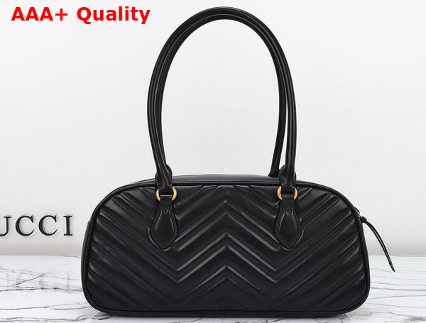 Gucci GG Marmont Medium Top Handle Bag in Black Matelasse Chevron Leather 795218 Replica