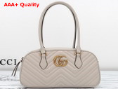 Gucci GG Marmont Medium Top Handle Bag in Light Grey Matelasse Chevron Leather 795218 Replica