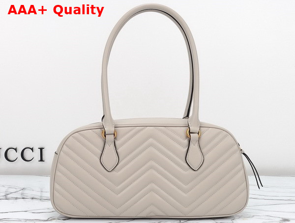 Gucci GG Marmont Medium Top Handle Bag in Light Grey Matelasse Chevron Leather 795218 Replica