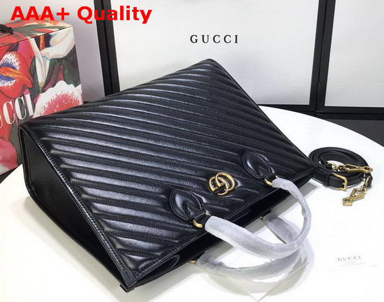 Gucci GG Marmont Medium Tote Bag in Black Matelasse Leather 627332 Replica