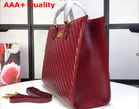 Gucci GG Marmont Medium Tote Bag in Red Matelasse Leather 627332 Replica