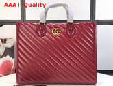 Gucci GG Marmont Medium Tote Bag in Red Matelasse Leather 627332 Replica