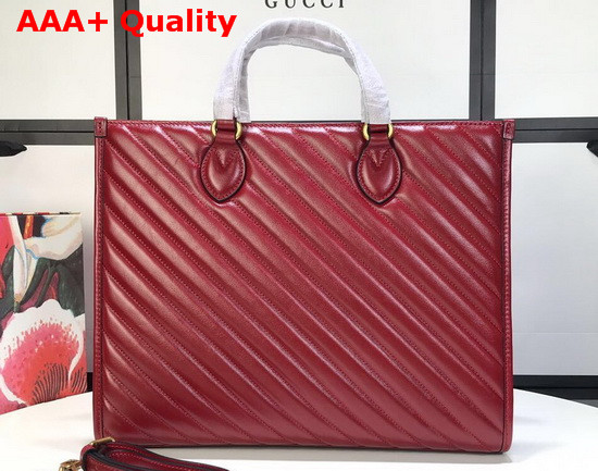 Gucci GG Marmont Medium Tote Bag in Red Matelasse Leather 627332 Replica