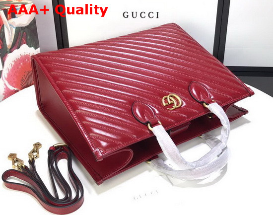 Gucci GG Marmont Medium Tote Bag in Red Matelasse Leather 627332 Replica