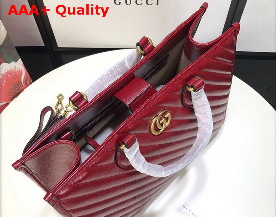 Gucci GG Marmont Medium Tote Bag in Red Matelasse Leather 627332 Replica