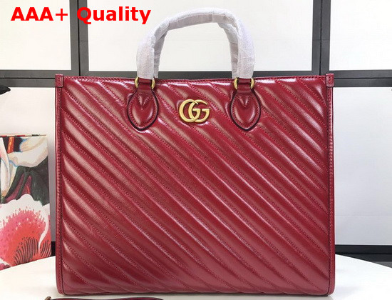 Gucci GG Marmont Medium Tote Bag in Red Matelasse Leather 627332 Replica