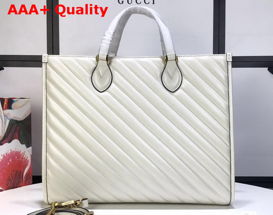 Gucci GG Marmont Medium Tote Bag in White Matelasse Leather 627332 Replica