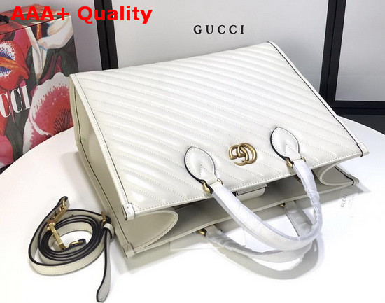 Gucci GG Marmont Medium Tote Bag in White Matelasse Leather 627332 Replica