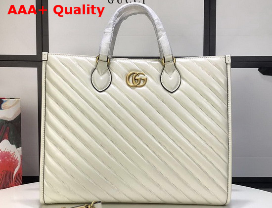 Gucci GG Marmont Medium Tote Bag in White Matelasse Leather 627332 Replica