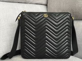 Gucci GG Marmont Messenger Bag in Black Matelasse Leather