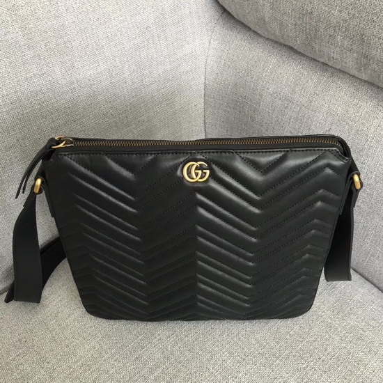 Gucci GG Marmont Messenger Bag in Black Matelasse Leather