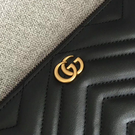 Gucci GG Marmont Messenger Bag in Black Matelasse Leather