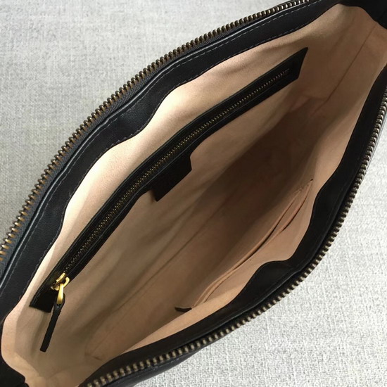 Gucci GG Marmont Messenger Bag in Black Matelasse Leather