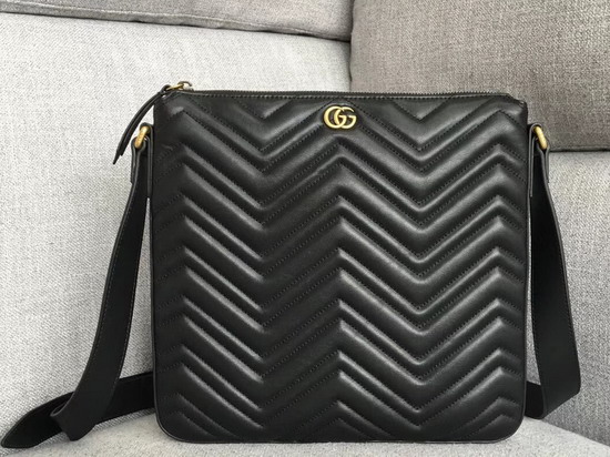 Gucci GG Marmont Messenger Bag in Black Matelasse Leather