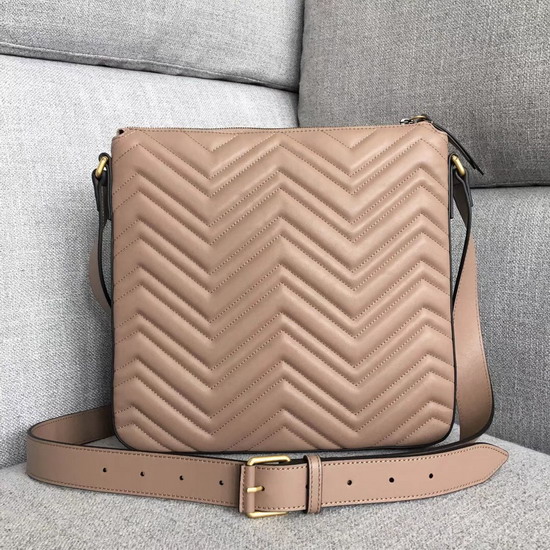 Gucci GG Marmont Messenger Bag in Light Pink Matelasse Leather