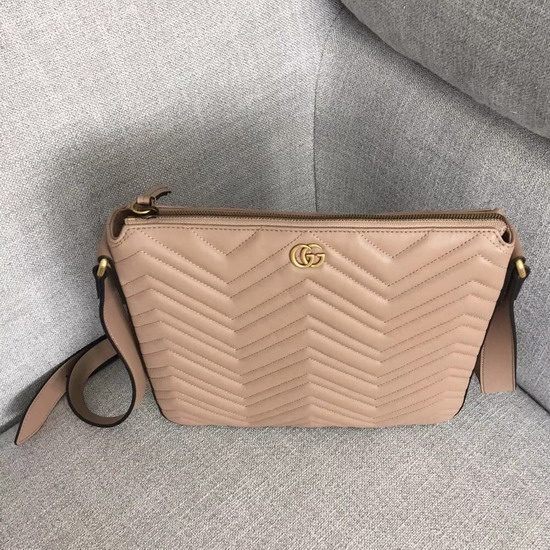 Gucci GG Marmont Messenger Bag in Light Pink Matelasse Leather